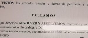 SENTENCIA ABSOLUCION DELITO DE VIOLACION